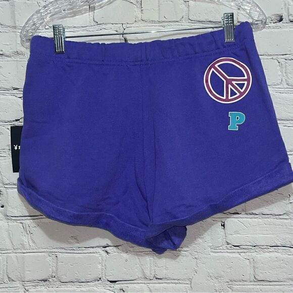 NWT Happy Camper Playboy X PacSun Purple Graphic Sweatshorts Shorts Size Small - Picture 12 of 12